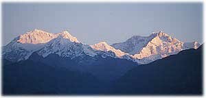 Kangchenjunga and surrounding peaks at dawn