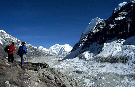 Lhonak - looking up the valley across the Kangchenjunga glacier