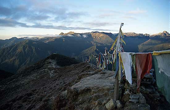 Prayer flags along the ridge above Dzongri